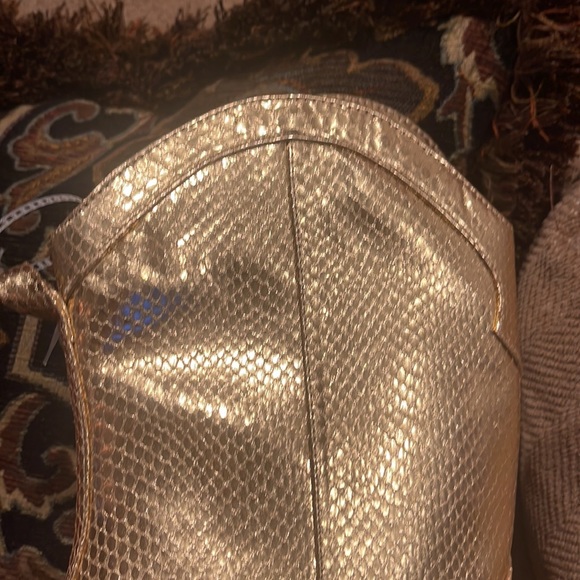 New Guess Bow Tie Metallic Gold Western High Heel Bootie 9 - Picture 3 of 15